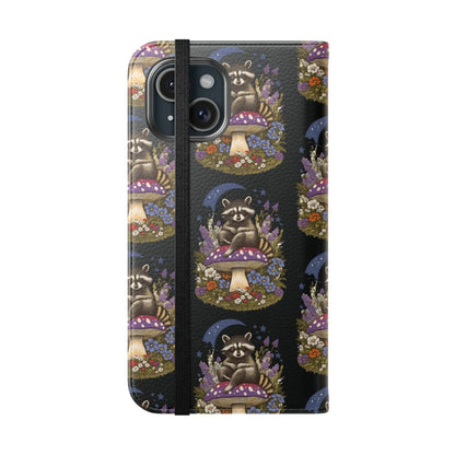 Raccoon Flip Case - Whimsical Wildlife Design for Phone Protection Printify