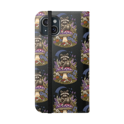 Raccoon Flip Case - Whimsical Wildlife Design for Phone Protection Printify