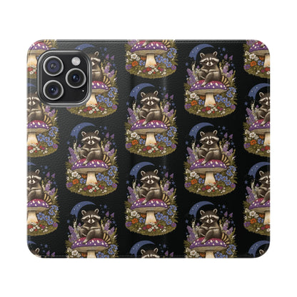 Raccoon Flip Case - Whimsical Wildlife Design for Phone Protection Printify