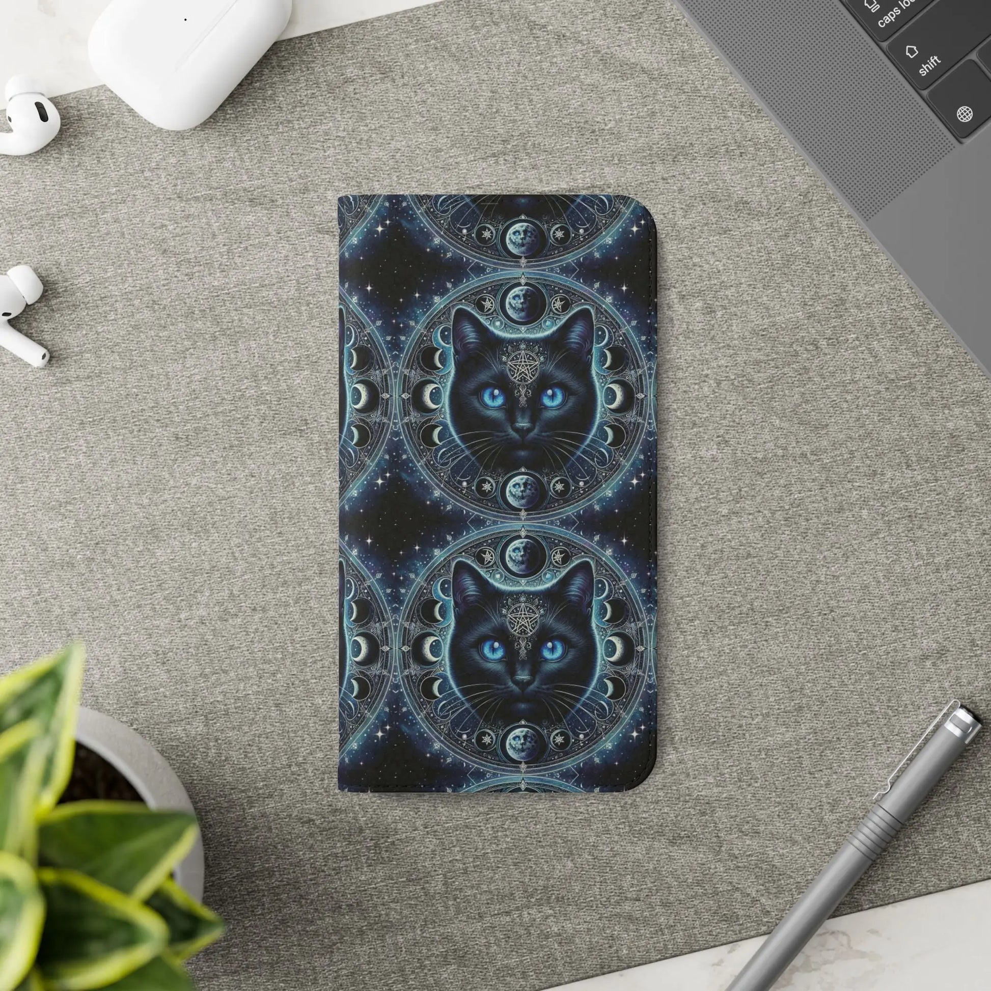 Cosmic Cat Flip Case - Stylish Galaxy Design for Cat Lovers Printify