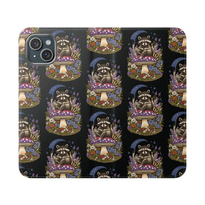 Raccoon Flip Case - Whimsical Wildlife Design for Phone Protection Printify