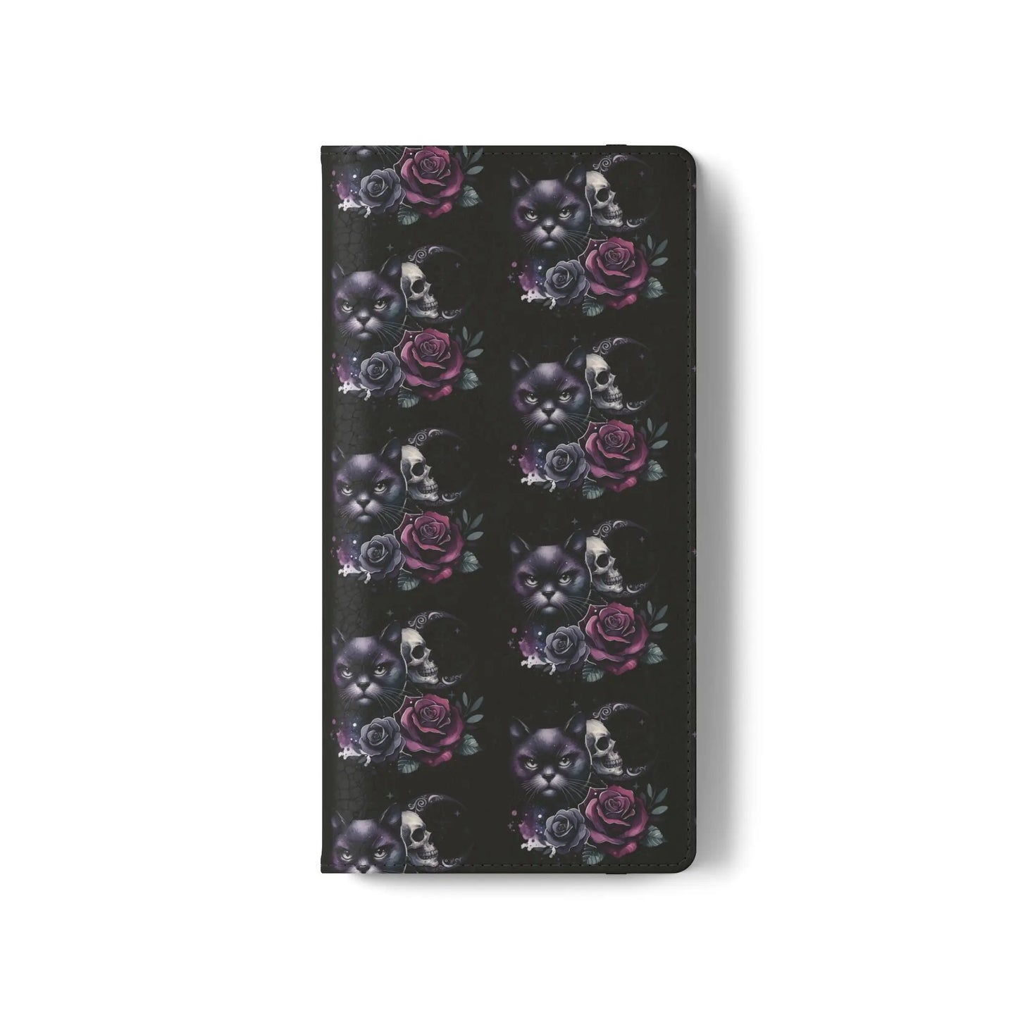 Gothic Floral Flip Case with Cats and Skulls Printify