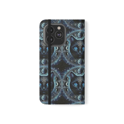 Cosmic Cat Flip Case - Stylish Galaxy Design for Cat Lovers Printify