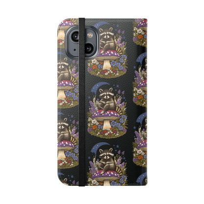 Raccoon Flip Case - Whimsical Wildlife Design for Phone Protection Printify