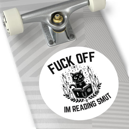 Vinyl Stickers - Fu** Off Im Reading Smut Black Wiccan Humor Design Printify