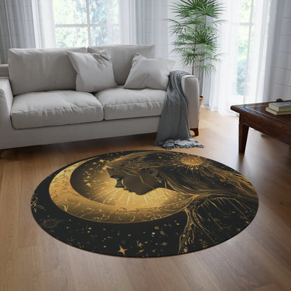 Celestial Lady Moon Round Rug Printify