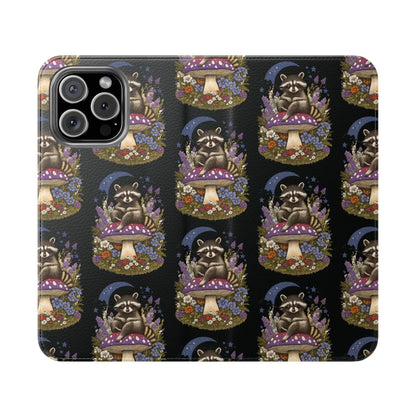 Raccoon Flip Case - Whimsical Wildlife Design for Phone Protection Printify