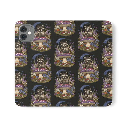 Raccoon Flip Case - Whimsical Wildlife Design for Phone Protection Printify