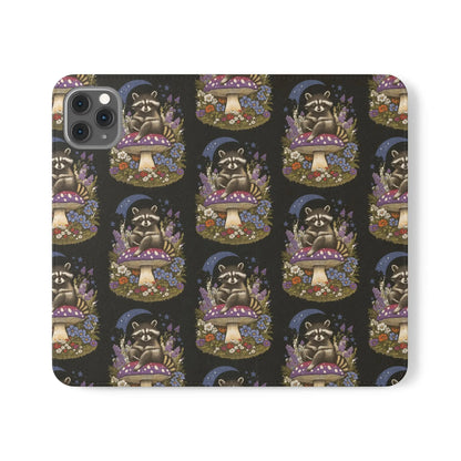 Raccoon Flip Case - Whimsical Wildlife Design for Phone Protection Printify