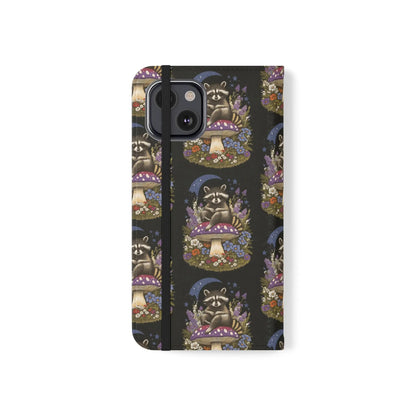 Raccoon Flip Case - Whimsical Wildlife Design for Phone Protection Printify