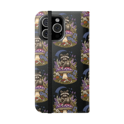 Raccoon Flip Case - Whimsical Wildlife Design for Phone Protection Printify