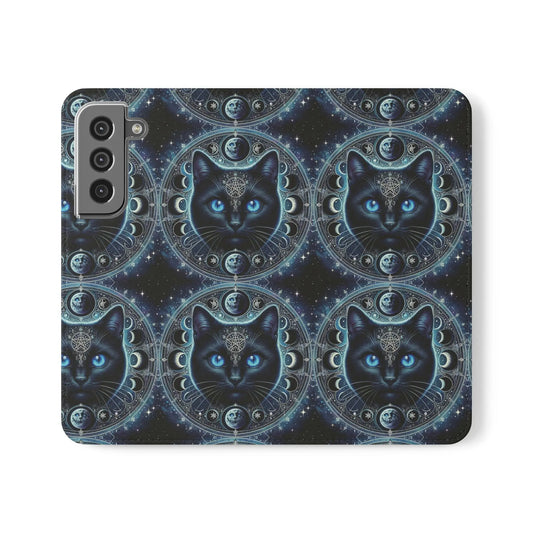 Cosmic Cat Flip Case - Stylish Galaxy Design for Cat Lovers Printify