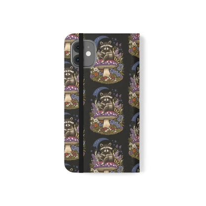 Raccoon Flip Case - Whimsical Wildlife Design for Phone Protection Printify