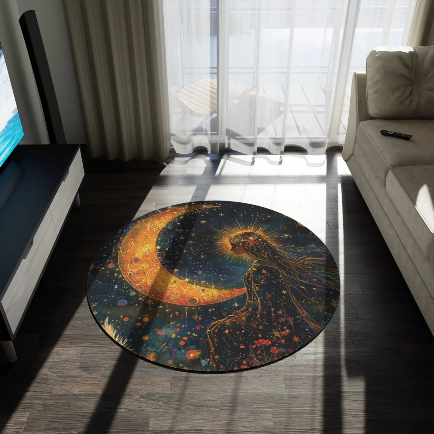 Boho Celestial Round Rug Printify