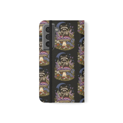 Raccoon Flip Case - Whimsical Wildlife Design for Phone Protection Printify