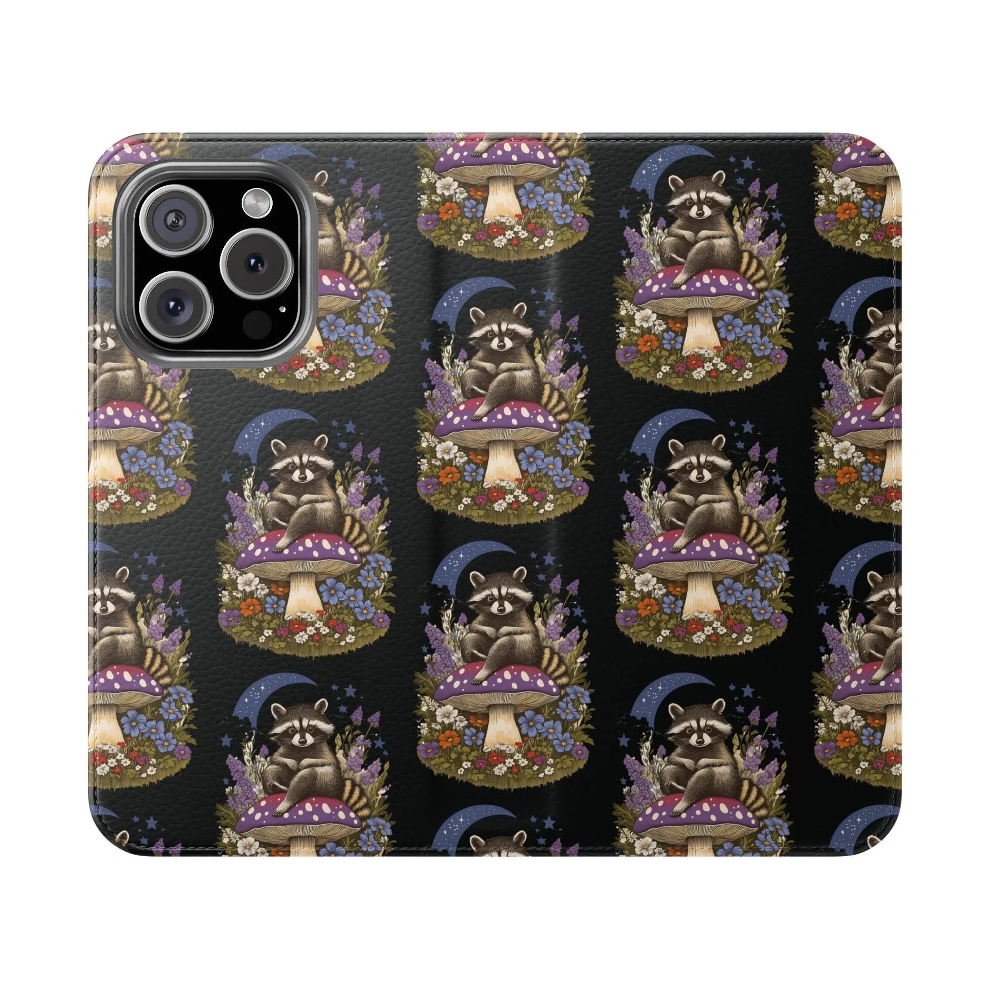 Raccoon Flip Case - Whimsical Wildlife Design for Phone Protection Printify