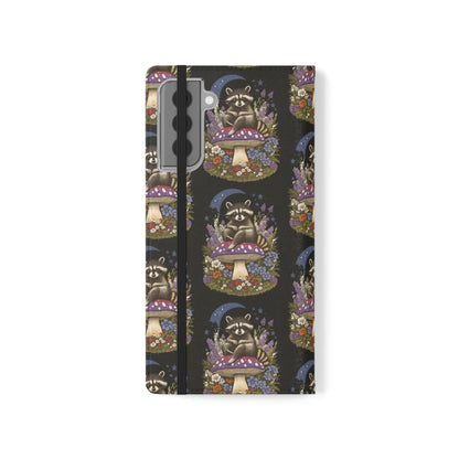 Raccoon Flip Case - Whimsical Wildlife Design for Phone Protection Printify