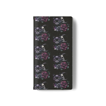 Gothic Floral Flip Case with Cats and Skulls Printify