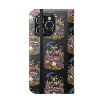 Raccoon Flip Case - Whimsical Wildlife Design for Phone Protection Printify