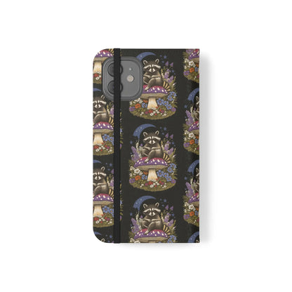 Raccoon Flip Case - Whimsical Wildlife Design for Phone Protection Printify