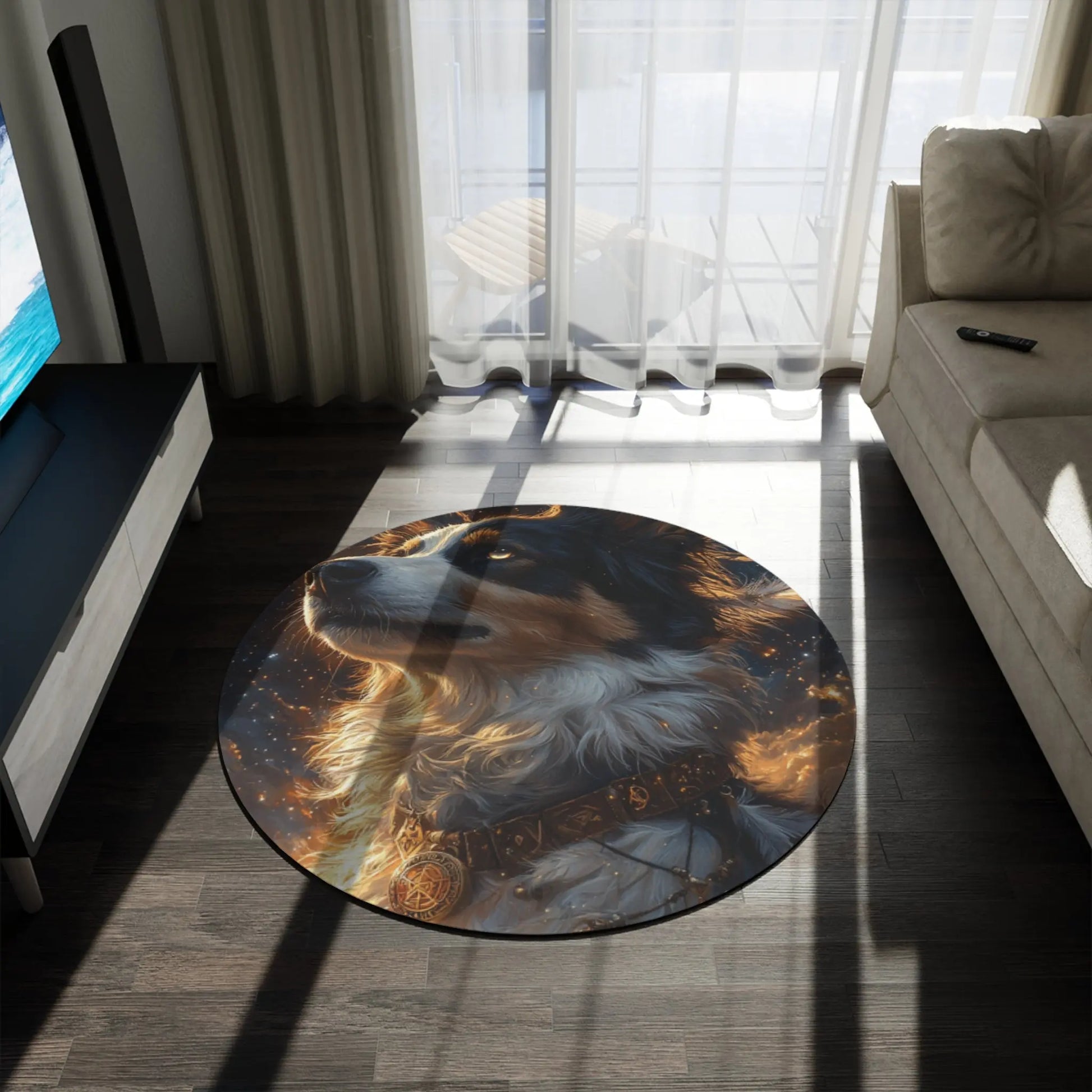 Celestial Australian Shephard Round Area Rug Printify