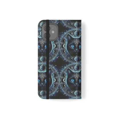 Cosmic Cat Flip Case - Stylish Galaxy Design for Cat Lovers Printify