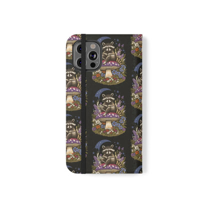 Raccoon Flip Case - Whimsical Wildlife Design for Phone Protection Printify