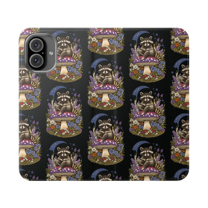 Raccoon Flip Case - Whimsical Wildlife Design for Phone Protection Printify