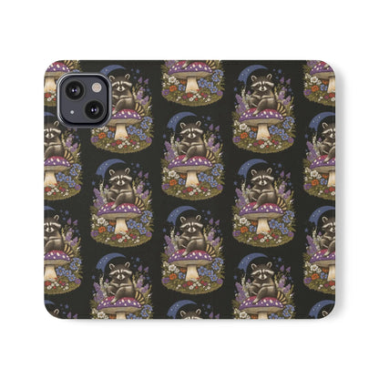 Raccoon Flip Case - Whimsical Wildlife Design for Phone Protection Printify