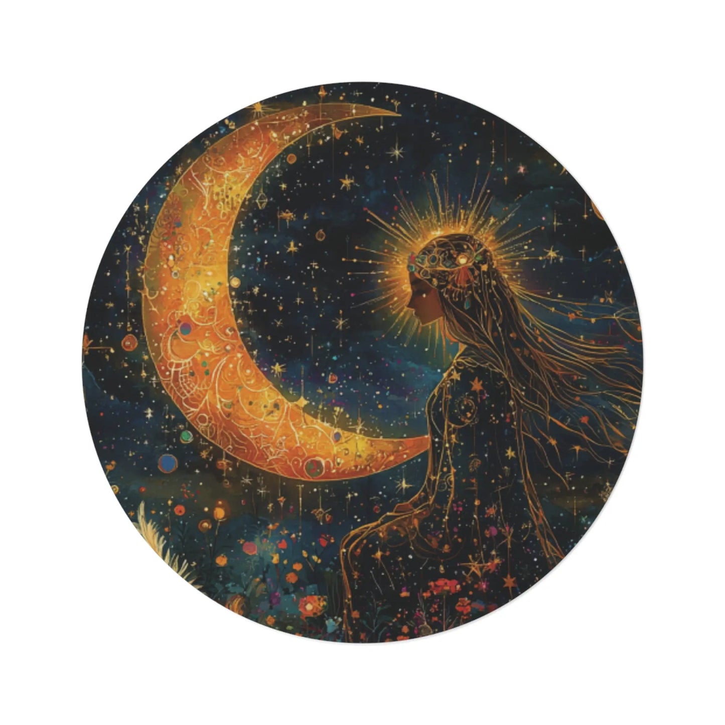 Boho Celestial Round Rug Printify