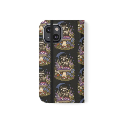 Raccoon Flip Case - Whimsical Wildlife Design for Phone Protection Printify