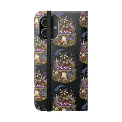 Raccoon Flip Case - Whimsical Wildlife Design for Phone Protection Printify