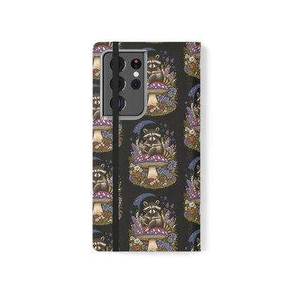 Raccoon Flip Case - Whimsical Wildlife Design for Phone Protection Printify